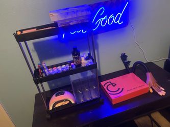 🔥 FULL NAIL TECH SETUP — CART + DRILL + 2 UV LAMPS + ACRYLICS + SUPPLIES — $200 OBO