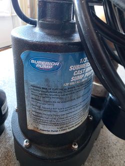 Superior Sump Pump cast  iron, 1/3 H.P. Inside/Outside  use.  Includes one way valve.