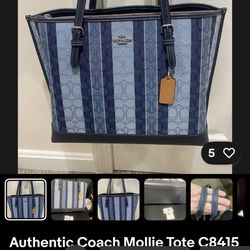 Coach Large Mollie Tote C8415 In Beautiful Blue NEW IN BOX
