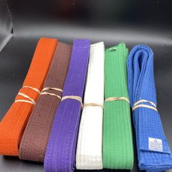 Lot Of 6 Martial Art Belt Size 4 Green White Blue Purple Brown Orange