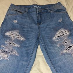Distressed Blue Jean Shorts
