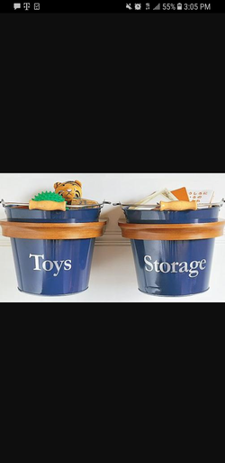 Pottery Barn Kids bucket shelving units