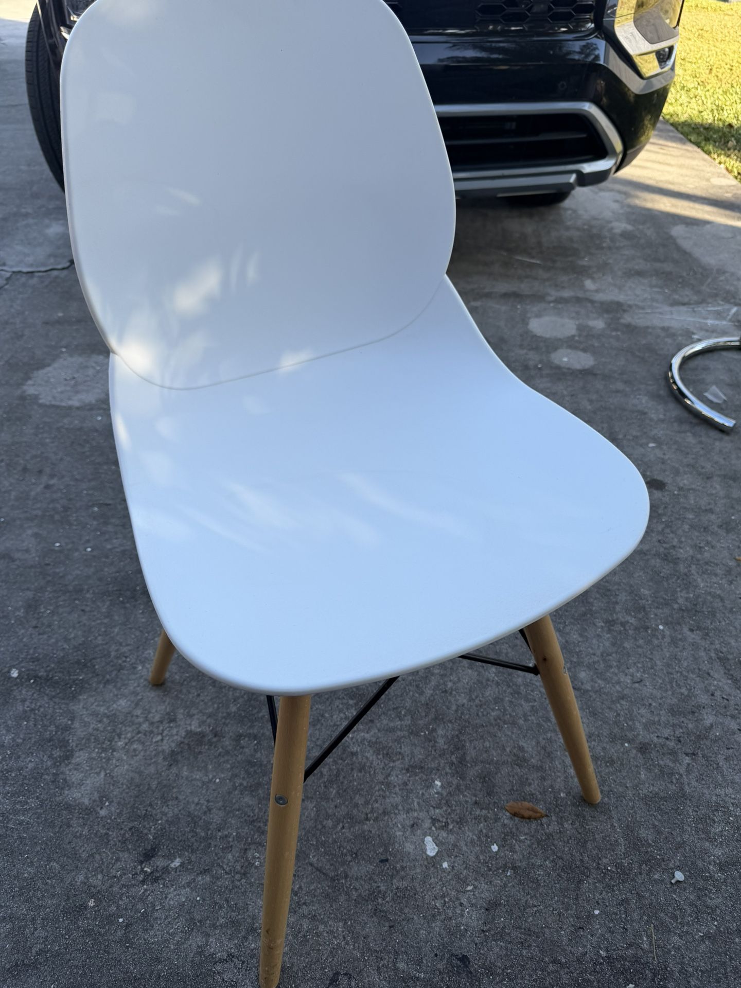 Beautiful White With Wood Black Metal Frame Accent Chair