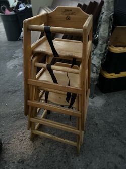 3 commercial grade wooden high chairs