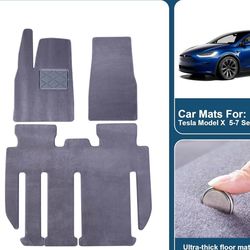 Tesla Model X Floor Mat Set (5–7 Seater) – Ultra-Thick Carpet Interior Mats