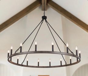 Gracie Oaks Moomal Candle Style Dimmable Wagon Wheel Chandelier