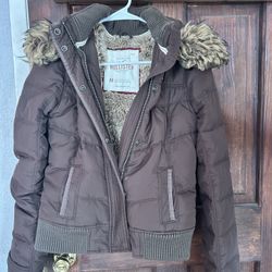 Hollister Co. Brown Jacket With Fur 