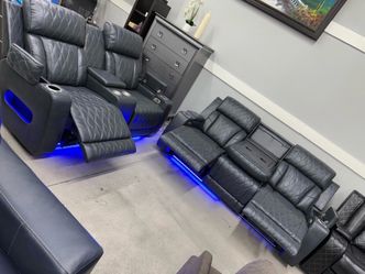 Power recliner sofa set  💙 Dark blue color