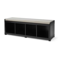Better Homes & Gardens 4-Cube Storage Organizer Bench, Solid Black Solid Black - 58.39" W x 17.99" D x 19.92" H