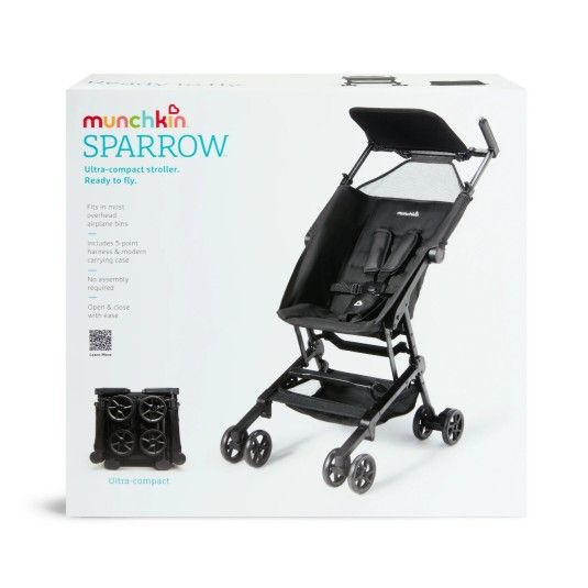 MUNCHKIN Sparrow Ultra Compact Lightweight Travel Stroller (Black)