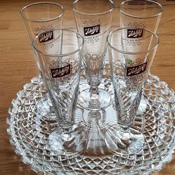 5 Vintage Schlitz Pilsner style Beer Glasses. 8 oz.  