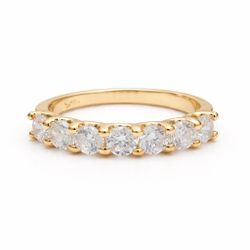 14K Yellow Gold Round Stone Band Ring Size 7 3.3g Classic Prong Set