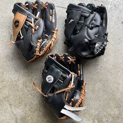 3 Tee-Ball Baseball Gloves 8 1/2 Inches All 3