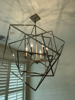 Z Gallerie Chrome Geometric 5 Light Chandelier Modern Glam