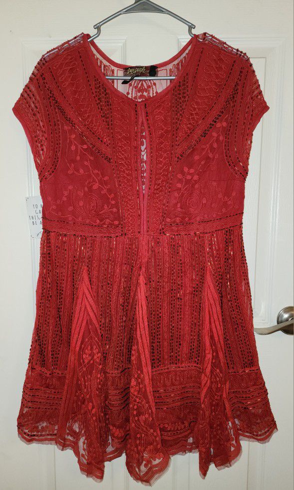Free People Size M Red Sequin Mini Dress New W/Tags! ($300 Retail)