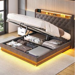 Lift Up LED Bed frame with Storage & Dustproof cover.