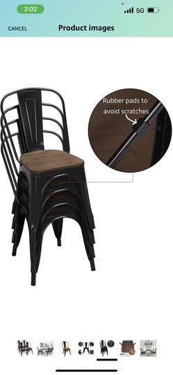 18 Inch Classic Iron Metal Dinning Chair with Wood Top/Seat Indoor-Outdoor Use Chic Dining Bistro Cafe Side Barstool Bar Chair Coffee Chair Set of 4 B Thumbnail