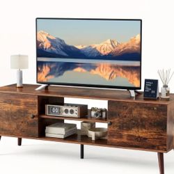 TV Stand for Living Room, 55 60 inch TV, Modern Media Console Table, Entertainment Center with Storage, Mid Century Style, 2 Cabinet TV Stand,  Adjust