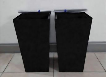 *** NEW LOW PRICE *** PAIR of 22" Black Square Resin Planters with Irrigation (2 for $60) @ Lasting Creations