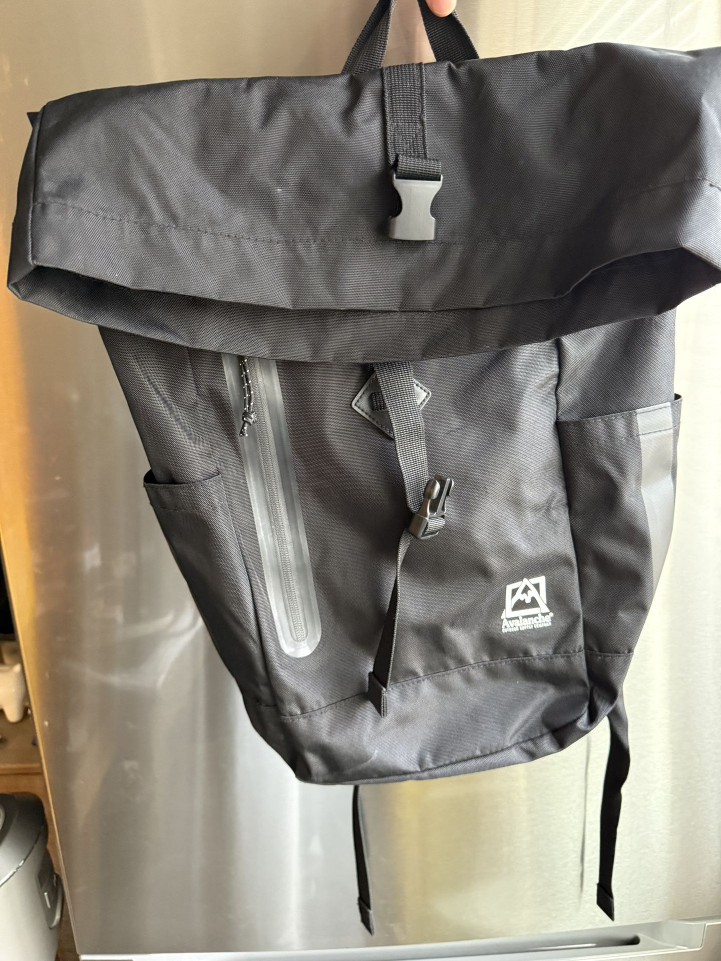 Avalanche Black Roll-Top Backpack – Lightweight & Durable