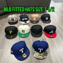 MLB New Era New York Yankees, Texas Rangers, Pittsburgh Pirates, Atlanta Braves 59fifty Fitted Hats Size 7 1/2