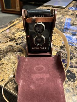 Ansco Rediflex Vintage Box Camera With Leather Case