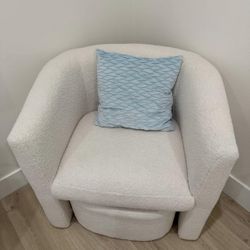 Cream Color Accent Chair With Ottoman Storage 