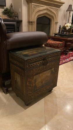 Wooden trunk side table