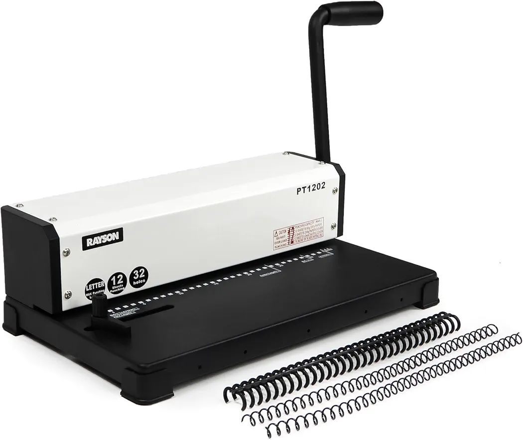 Coil Binding Machine, 3:1 Pitch, 32 Hole Punch for Spiral & Click Binding Spines