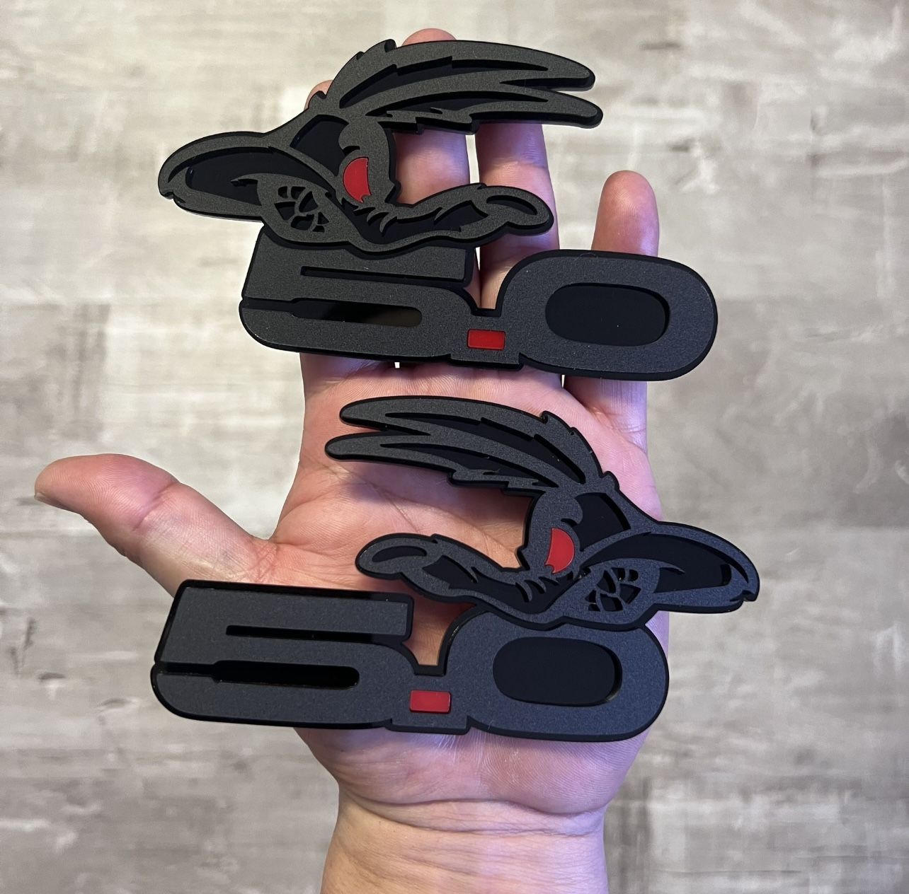 Car Fender Emblem Badges 5.0 Black Red Dot