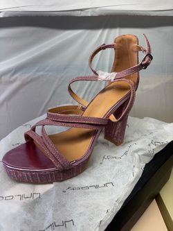 Unilady Glitter Platform Block Heel Sandals