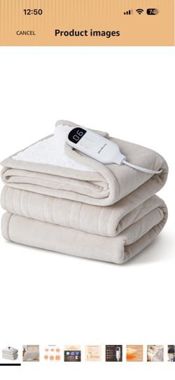 Bedsure Thick Heated Blanket Full Size, Electric Throw with Preheat, Grey Fast Heating, 6 Heat/6 Timer (Up to 10H) Settings, 8H Auto Shut Off, ETL&FCC