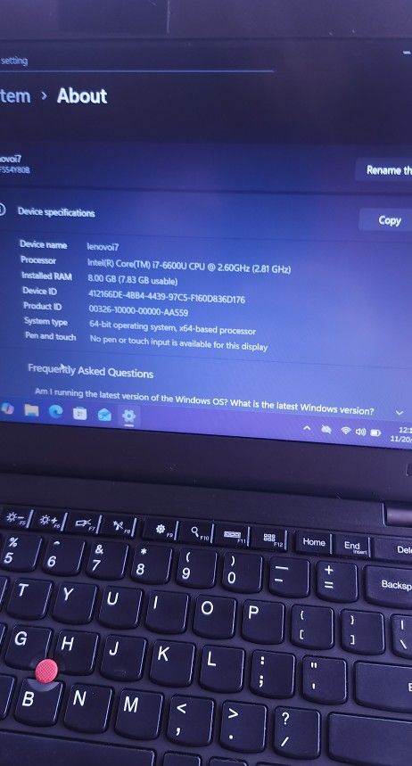 Lenovo I7 ThinkPad (See Description)