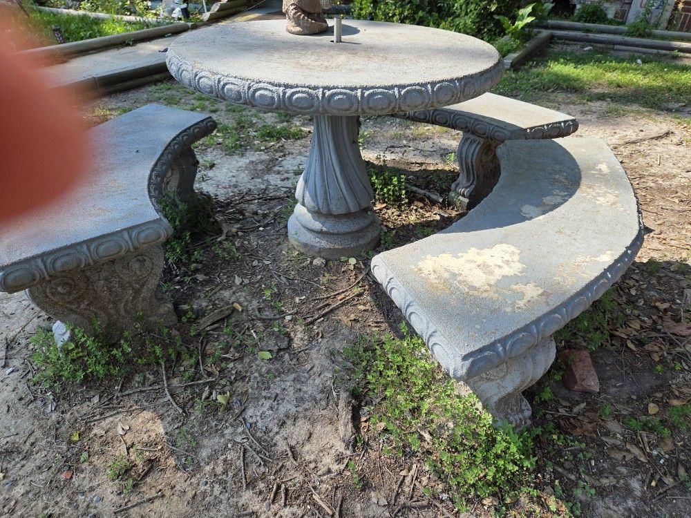 Concrete Table And Benches $200 OBO