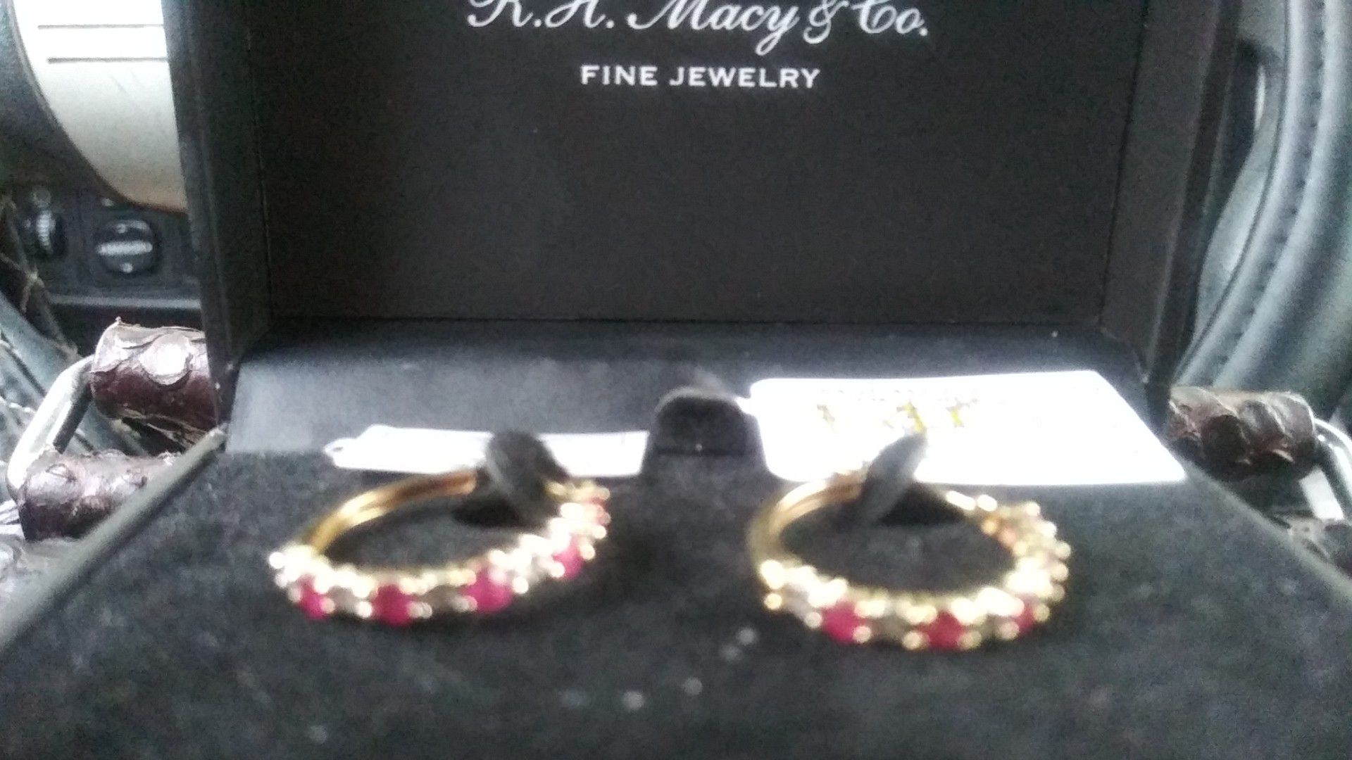 14k yellow gold ruby and diamond earrings