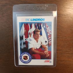 1991 SCORE ERIC LINDROS ROOKIE CARD, PHILADELPHIA FLYERS 