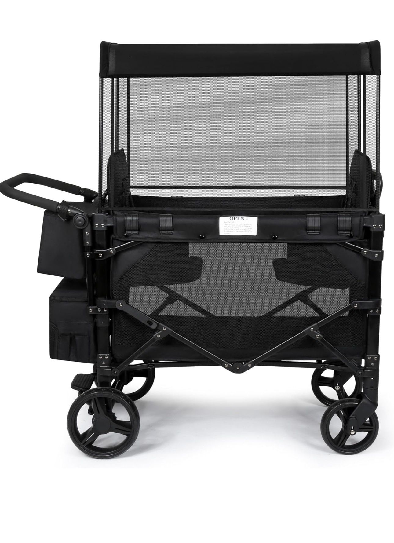 ONLY $185.00 Wagon Stroller for 2 Kids, High Seat & 5 Point Harness, Foldable All-Terrain Wagon