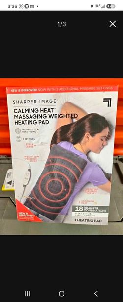 Sharper Image Calming Heat Massaging Weighted Heating Pad / Brand New In Box / 18 Relaxing Settings