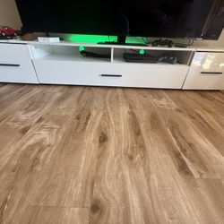 Modern White TV Stand with Storage $60