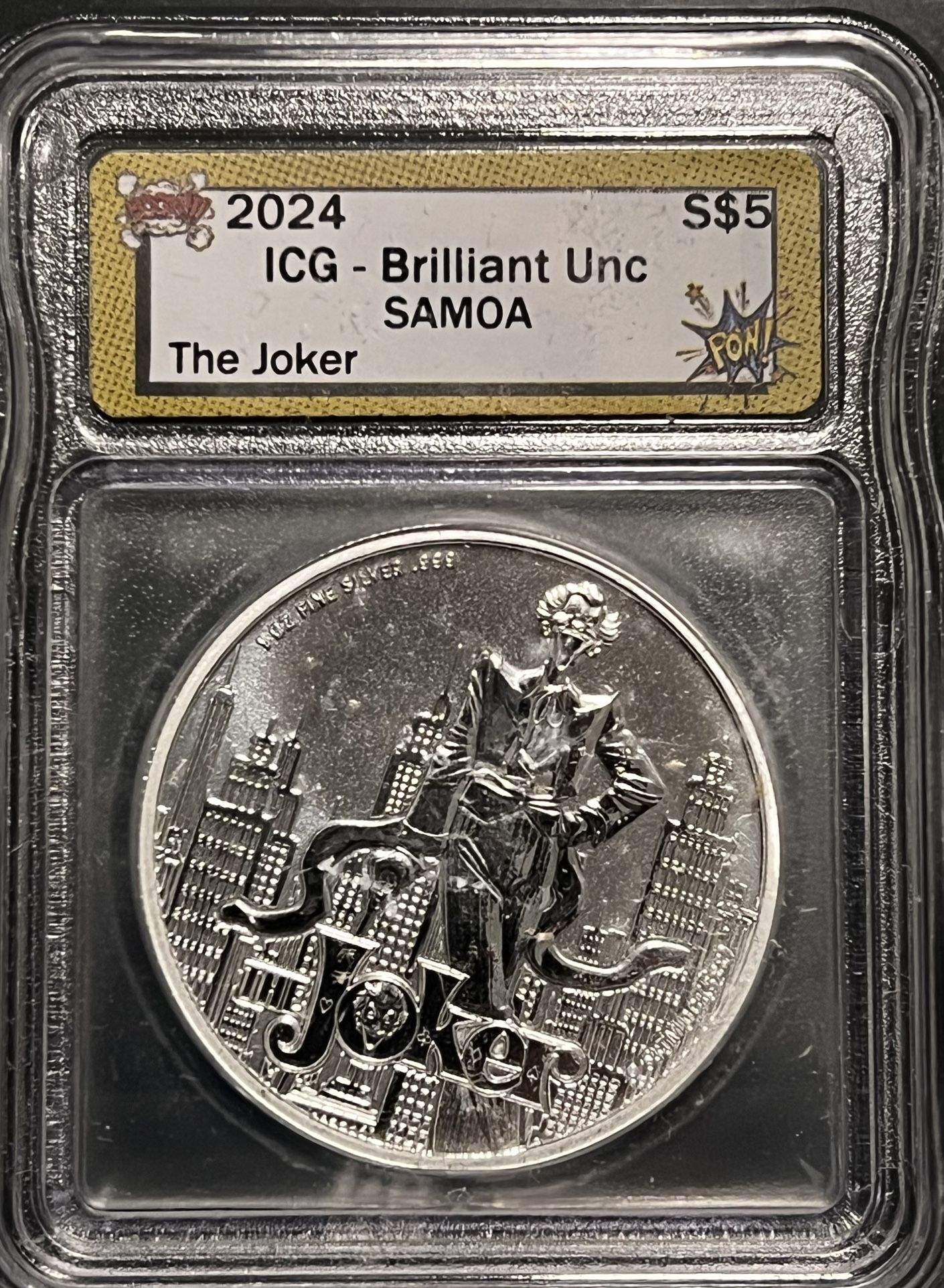 2024 Samoa 5 Dollars • DC Universe Comics The Joker • 1 oz Fine Silver Round • ICG Brilliant Uncirculated • *RARE* Population of 100