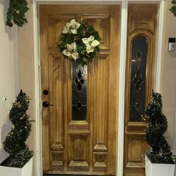 Exterior Maple Wooden Standard Door With Side Light! Over $1K