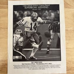 Ray Wersching Signed 49ers Picture on paper – Super Bowl Era (Vintage)