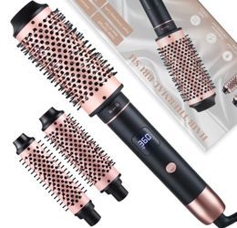 NONK 3-in-1 Interchangeable Curling Iron Brush & Thermal Round Brush Set