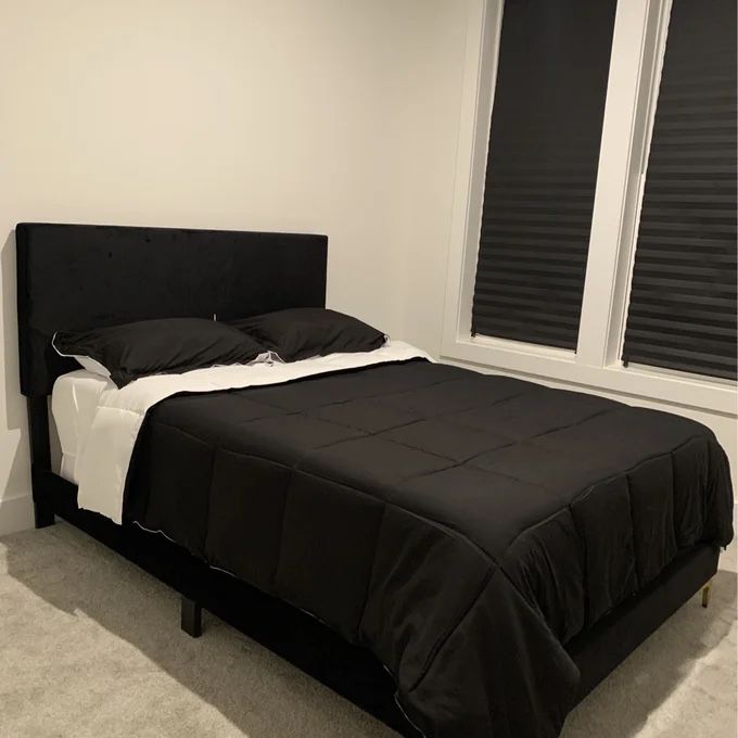 Black Velvet Queen Bed Set (Mattresses Included)