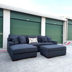 Ashley’s Gray 2 Piece Sectional Couch with Ottoman