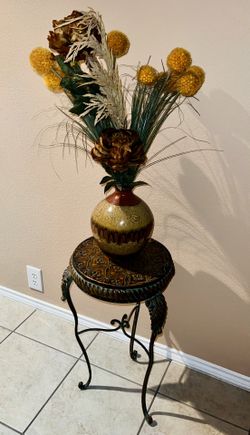 Decorative Floral Arrangement With Metal Stool
