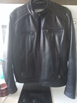 Micheal kors leather 2 zipper moto jacket