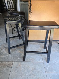 Bar stools set of 2 wood sturdy