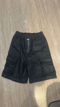 Black Faux Leather Cargo Shorts