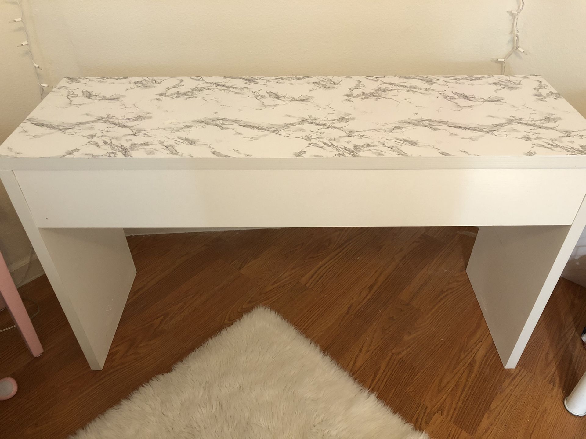White marble desk